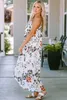 witte bloemenprint spaghetti riemen maxi jurk z2hp#