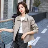 Frauen Leder Frühling Herbst 2023Pu Jacken Frauen Motorrad Revers Mantel Weibliche Casual Mode Versteckte Taste Kurze Jacke Tops