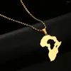 Chains Stainless Steel Africa Map Heart Pendants Necklaces For Women Men Girls African Silver Color Charm Jewelry Gifts