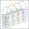 Altre forniture per feste festive Uova di Pasqua Caccia Cestino Tela Coniglietto Borse a secchiello Coniglio Soffice coda Tote Bag Festeggia la decorazione Gi Dhqnk