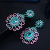 Orecchini pendenti CWWZircons Lusso brasiliano blu fucsia CZ Pietre lunghe grandi per abiti da festa femminili Accessori per gioielli CZ785