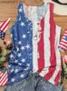 Kobiety z czołgów damskich Camis Women Graphic Tank Tops Summer Sleveless T koszule swobodna załoga szyja luźne fit podstawowe bluzki kamizelki amerykańskie gwiazdy tee T230517