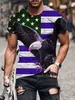 Erkek Tişörtler Erkek Tişört Grafik Kartal Amerikan Bayrağı Bağımsızlık Günü Yuvarlak Boyun 3D Baskılı Erkekler Kısa Kol T230517