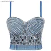 Kvinnors tankar Camis Rhinestone Diamond Sequin Tank Top Women Stage Party Shaper Camis Bra Shirt Woman Clothes Punk Corset Ladies Crop Tops Y2K BLUSA T230517