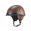 Caschi da moto TKOSM Casco in pelle PU Vintage Half Face Chopper Motocross Open Cruiser Scooter DOT