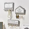 Hooks & Rails Wall Hanging Wood Key Hanger Holder Organizer Rack Coat Decoration Home House Shape Rectangle J3G4