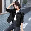 Frauen Leder Frühling Herbst 2023Pu Jacken Frauen Motorrad Revers Mantel Weibliche Casual Mode Versteckte Taste Kurze Jacke Tops