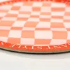 Bordmattor Checkerboard Printed Mat Round Anti-Slip Silicone Placemat Foldbar Anti-Scald Cup Protection Pad For Home Decor