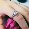 Anéis de banda Solid Real 925 Anéis de prata esterlina para mulheres Anéis de diamante CZ em forma de luxo Corte de noivado de casamento R1929BS J230517