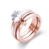 Anneaux de mariage FYSARA Acier Inoxydable Trois Couleurs Cambrée Bague Zircon Cristal Bijoux Pour Fille Cadeau En Gros Femmes Fiançailles