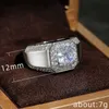 JoiasHome Bague pour homme de luxe en argent 925 Bijoux Taille 8-12 Ronde AAAAA Zircon Brillant Mariage Argent Plaqué Platine 18K Vente en gros J230517