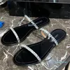 Kvinnliga skor tofflor Flat Slides Low Rubber Flip Flops String Bead Designer Summer Hawaiian Pu Rome Basic Shoes Rub