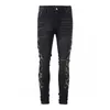 Mens Jeans Paintplatter Skinny Jeans Man Patch Estrerad Köp Män denim mode rippade förstörda denim Moto Pants 230516