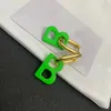 Fashion Real Gold Plated Brass Letter B Pendant Green Red Earrings For Women Charm Metal Statement Jewelry Punk Accessories Stud