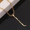Chains Unisex Stainless Steel Chile Map Pendant Necklaces Gold Color Chain Jewelry
