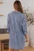 Sky Blue Butomed Done Rueve Denim Mini Dress D62V#