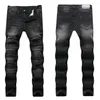 Męskie dżinsy mody streetwear męskie mandaty Homme Men motocykl Slim Fit Black Moto Wysokiej jakości dżinsowe spodnie Joggers