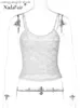 Débardeurs pour femmes Camis Nadafair Femmes Camis Mesh See Through White Sexy Sans Manches Bretelles Spaghetti Skinny Crop Tops Casual Basic Y2K Summer 2023 T230517