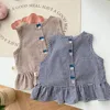 Clothing Sets Girl Fashion Plaid Lace Hem Sleeveless T-shirt Baby Kids Girls Vest Tops Loose Bread Shorts Infant Summer Thin Boutique Suit