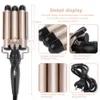 Curling Irons 3Barrel Curling Iron 2532mm Heats Up Fast Tourmaline Ceramic Triple Barrels Beach Waves Curling Iron Egg Roll Hair Styling Tool 230517