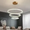 Lampadari Lampadario di cristallo a led di lusso per soggiorno Decorazioni per la casa moderne Lampada a sospensione rotonda Anelli Design Camera da letto Apparecchio di illuminazione per interni