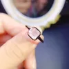 Кластерные кольца Rose Quartz Solitaire Ring 925 Серебряный серебряный квадрат.