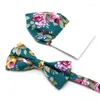 Boogbladen katoenen stropdas set bloemen inzetstuk papieren pocket square hanky klassieke vlinder zakdoek bowknot bruiloft handki accessoire