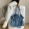 Evening Bags 2023 Baru Tas Denim Cuci Harajuku Tangan Wanita Bahu Kapasitas Besar Kurir Perempuan Versi Korea 230517