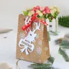 Juldekorationer 24 st/Lot Kraft Paper Bowknot Candy Packaging Bag Tree Snowman Box Gift for Chocolate Cookies1
