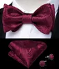 Bow Ties Fashion Red Paisley Solid Pink Men's Tie Set Business Wedding Bowknot Self Bowtie Groom Party Accessories DiBanGu