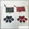 Decorazioni natalizie Calza Pet Cat Paw Sock Cotton Red Grid Calze Albero di Natale Hanging Pendent Bambini Candy Gift Bag Drop Del Dhe1Z