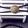 Bow Ties Art Bolo Tie Antique Brass Silver Color Flower Totem Round Buckle Adjustable Western Cowboy Novelty