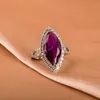 Band Rings Cellity Classic Silver 925 Rings With 10*20mm Big Amethyst Gemstone Horse Eye Zircon Lady Fine Jewelry Women Party Wholesale J230517