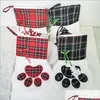 Kerstdecoraties Cat Dog Paw Kous Sock Decoration Snowflake Footprint Patroon Xmas Kousen Apple Candy Gift Bag voor Kid D DH5HQ