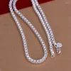 Catene Classic 4MM Box Chain 925 Color Silver Collane per donna Gioielli da uomo con ciondoli Marchi di moda Regali di Natale per feste