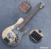6 String Electric Bass Guitar med Yinyang Top Rosewood Fingeboard Burl Flame Dots Inlay Butterfly Abalone On Head Top