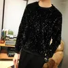 Felpe con cappuccio da uomo YASUGUOJI Streetwear Felpa con paillettes glitter oro lucido Uomo 2023 Discoteca DJ Party Satge Bling Pullover Top