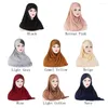 Etniska kläder 2023 muslimsk halsduk vanlig hijabs paljetter sjalar och lindar pannan kors femme musulman hijab redo att bära turbankvinnor