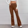 Pantalon actif femmes décontracté été solide élastique taille haute mince Yoga sport corne course barboteuse pour les femmes