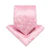 Noeuds papillon mode pêche rose hommes cadeaux cravate Hanky boutons de manchette corail soie cravate Gravat affaires mariage fête ensemble