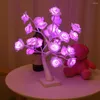Nattlampor långvarig LED -trädlampa flimmer gratis lockiga kronblad sängkläder ljus skrivbord rosblomma gåva