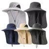 Chapéus ao ar livre proteção solar malha respirável para homens mulheres safari tampas com retalho de pescoço de acampamento respirável chapéu de pesca 230516