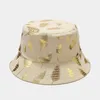 Boinas unisex verano dos lados use sombrero de cubo reversible bohemio impresión de plumas plegable tapa de pescador plegable hip hop al aire libre