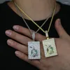 Choker Iced Out Bling Men Jewelry Gold Plated Rectangle White Green CZ Dollar Money Bag Hip Hop Pendant