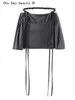 Faldas Y2k Rok Mini Lipit Seksi untuk Wanita 2023 Musim Panas Baru Gaya Preppy Streetwear Gadis Ritsleting Perban Ramping Belahan Pendek Perempuan 230517