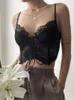 Débardeurs pour femmes 2023 Y2k Dentelle Col en V Corset Top Cravate Vintage Dos Nu Spaghetti Strap Mini Gilet Femmes Fête Vacances Recadrée Camisole Chic