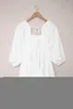 white Square Neck Half Sleeve High Low Mini Dress i31B#