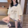 Polos kobiet 2023 Summer polo koszulka dla damskiej koszulki z krótkim rękawem Kawaii Anime Wzorka koreańskiego słodkiego stylu studenckiego