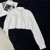 Women's Blouses & Shirts Designer 23SS 100% Cotton Women Tops Crop Top With Letter Triangular Sign Runway High End Luxury Brand Lapel Collar Shirt Blouse GK18