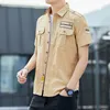 Chemises habillées pour hommes Chemise homme imprimée à manches courtes Vêtements pour hommes Étudiant d'été Mode coréenne Jeunesse Travail décontracté Mince Étudiant Lâche Tactique